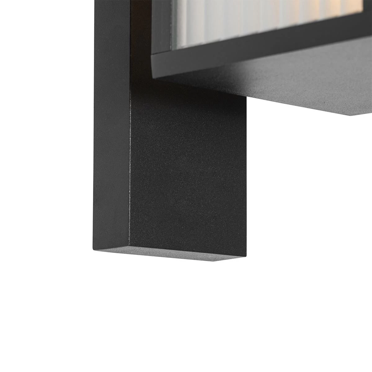 QAZQA Buiten Wandlantaarn Zwart Met Ribbel Glas IP44 - Charlois - Afbeelding 6