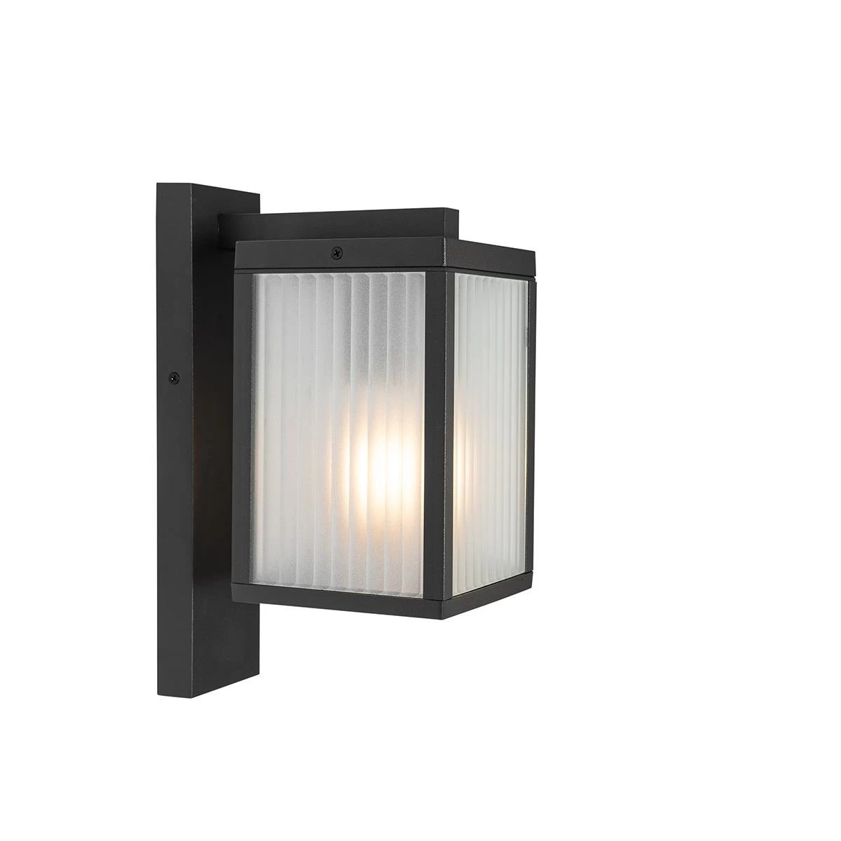 QAZQA Buiten Wandlantaarn Zwart Met Ribbel Glas IP44 - Charlois - Afbeelding 7