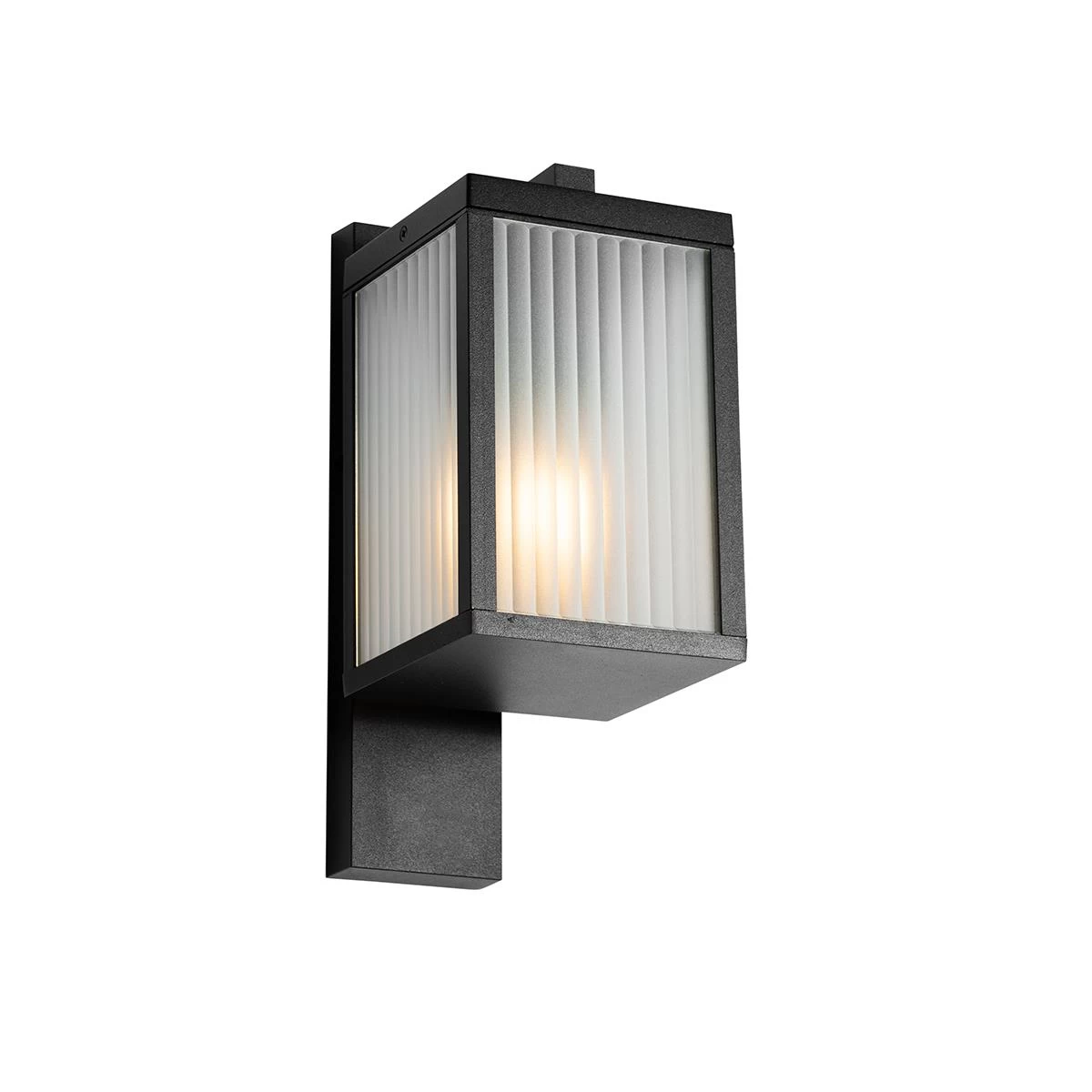 QAZQA Buiten Wandlantaarn Zwart Met Ribbel Glas IP44 - Charlois - Afbeelding 8