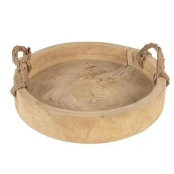 Clayre & Eef Decoratie Dienblad Ø 35 Cm Bruin Hout Rond Serveerschaal