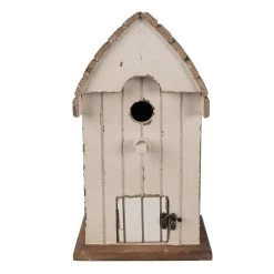 Clayre & Eef Vogelhuis 21x14x38 Cm Beige Bruin Hout Vogelhuisje