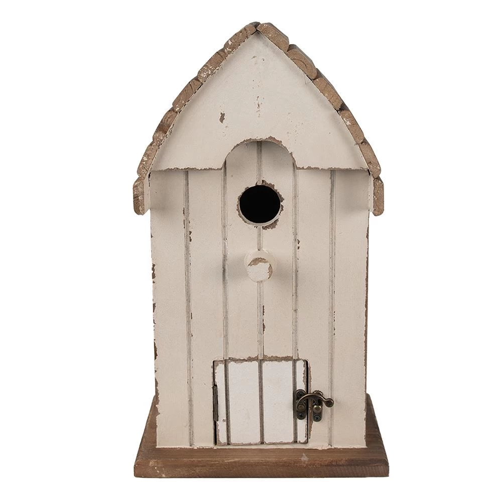Clayre & Eef Vogelhuis 21x14x38 Cm Beige Bruin Hout Vogelhuisje