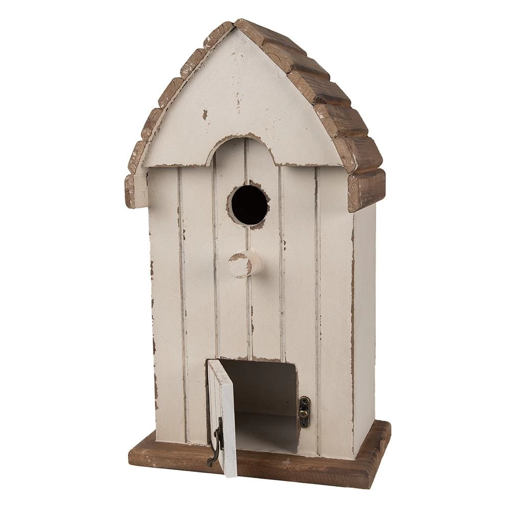 Clayre & Eef Vogelhuis 21x14x38 Cm Beige Bruin Hout Vogelhuisje - Afbeelding 4