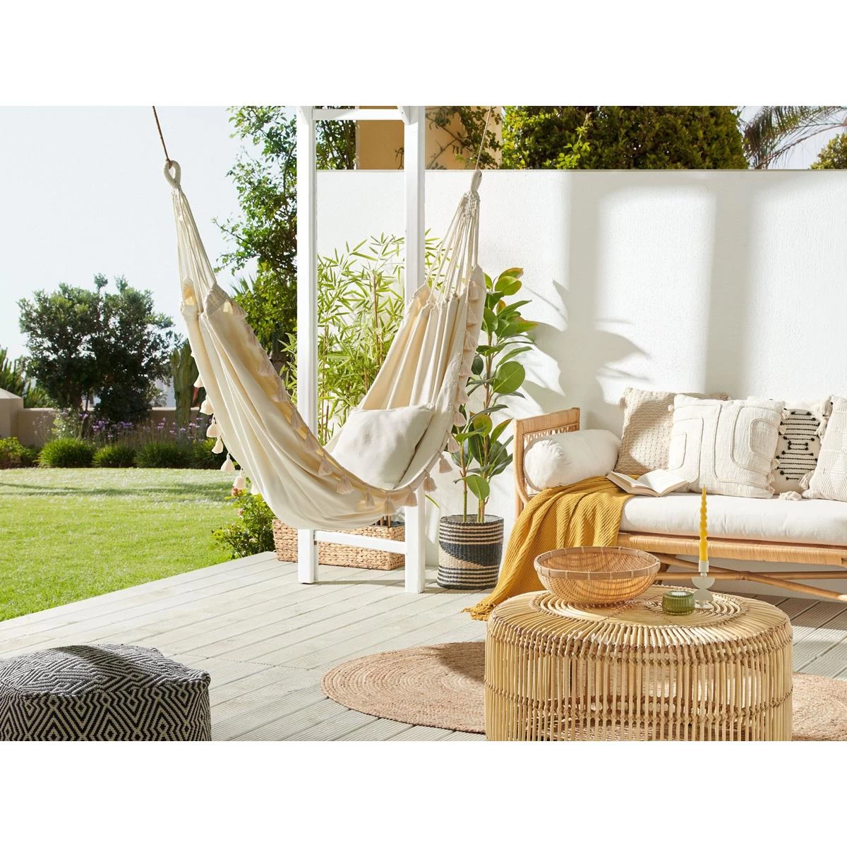 Beliani - VERCELLI - Hangmat - Wit - Katoen - Afbeelding 2