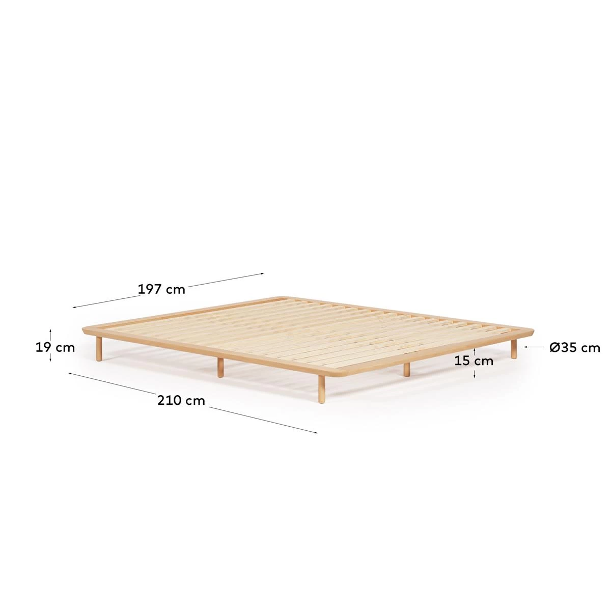 Kave Home - Anielle Bed Van Massief Essenhout Voor Een Matras Van 180 - Afbeelding 7