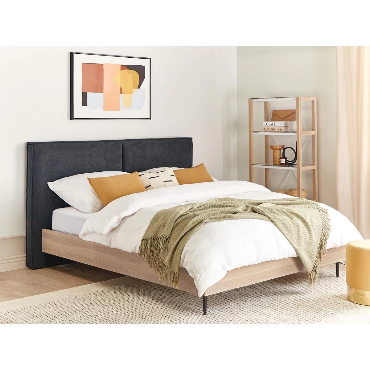Beliani - IZERNORE - Bed - Donkergrijs - 180 X 200 Cm - Stof - Afbeelding 2