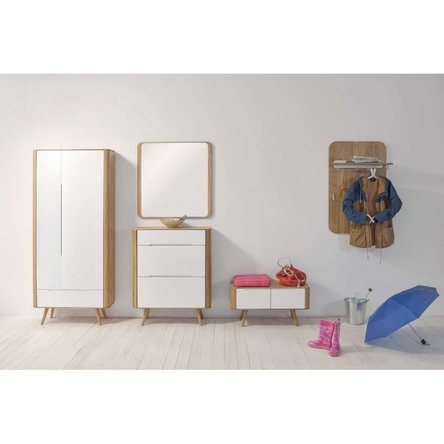 Gazzda Ena Wardrobe Houten Garderobekast Whitewash - 90 X 200 Cm - Afbeelding 2