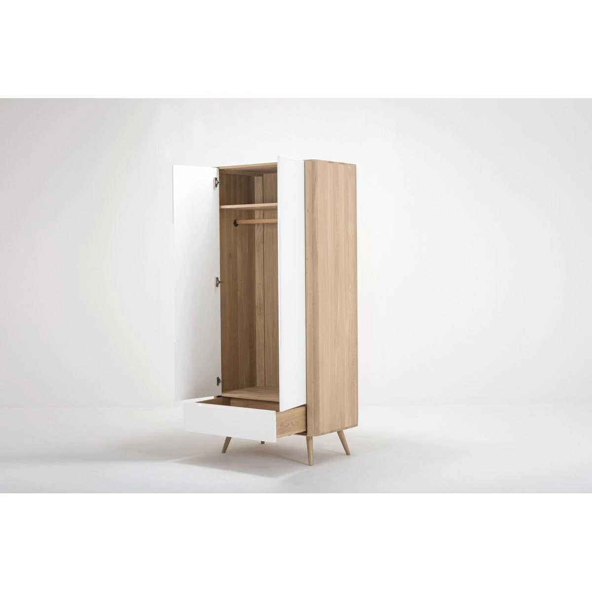 Gazzda Ena Wardrobe Houten Garderobekast Whitewash - 90 X 200 Cm - Afbeelding 10