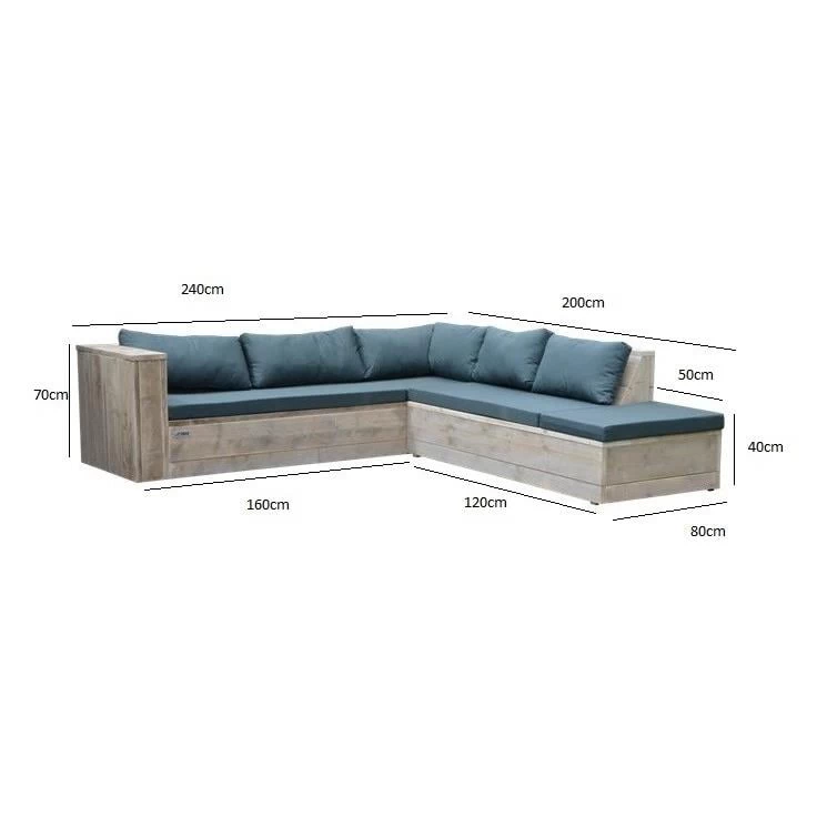 Wood4you - Loungeset 7 Steigerhout 240x200 Cm - Incl Kussens (GL-vorm) - Afbeelding 4