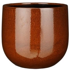 Mica Decorations Plantenpot - Keramiek - Bruin Glans - D29-H25 Cm