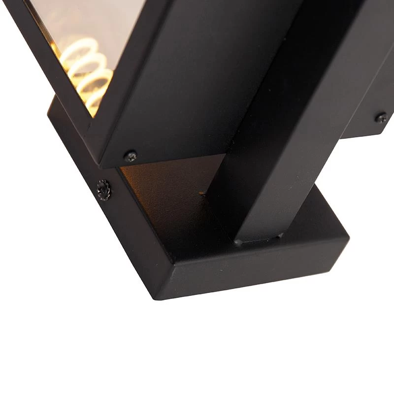 QAZQA Moderne Buiten Wandlamp Zwart Met Glas 30 Cm - Rotterdam - Afbeelding 8
