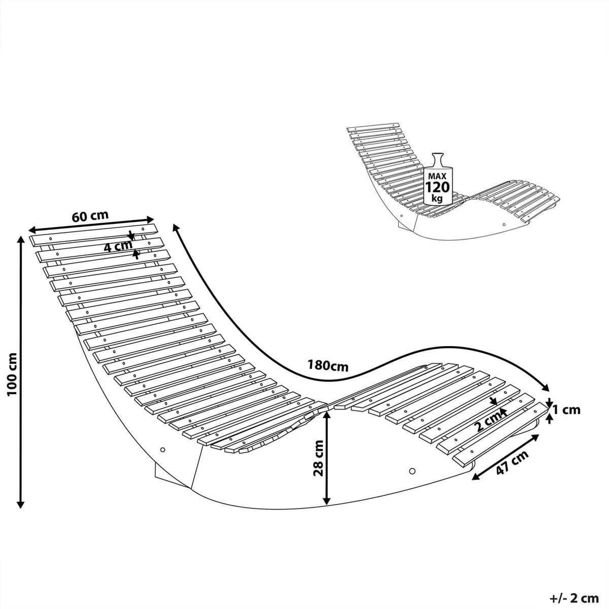 Beliani - BRESCIA - Strandstoel - Lichte Houtkleur - Acaciahout - Afbeelding 11