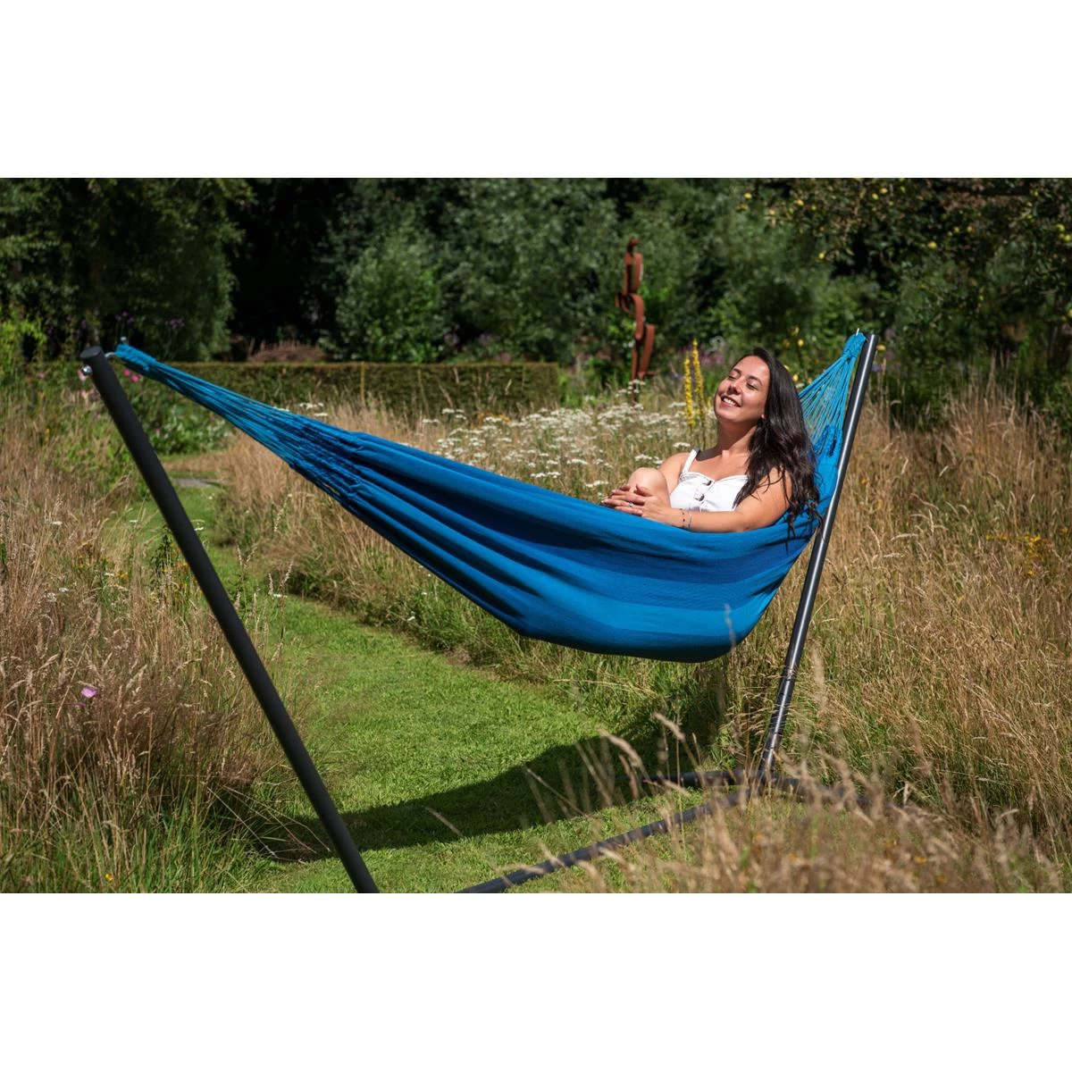 Tropilex® Hangmat Met Standaard Eénpersoons Easy & Dream Blue Blauw - Afbeelding 6