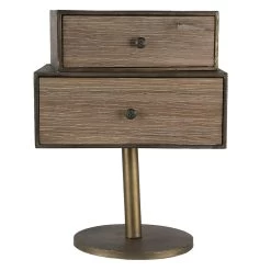 Clayre & Eef Kast 40x30x53 Cm Goudkleurig Bruin Hout Ijzer Nachtkastje