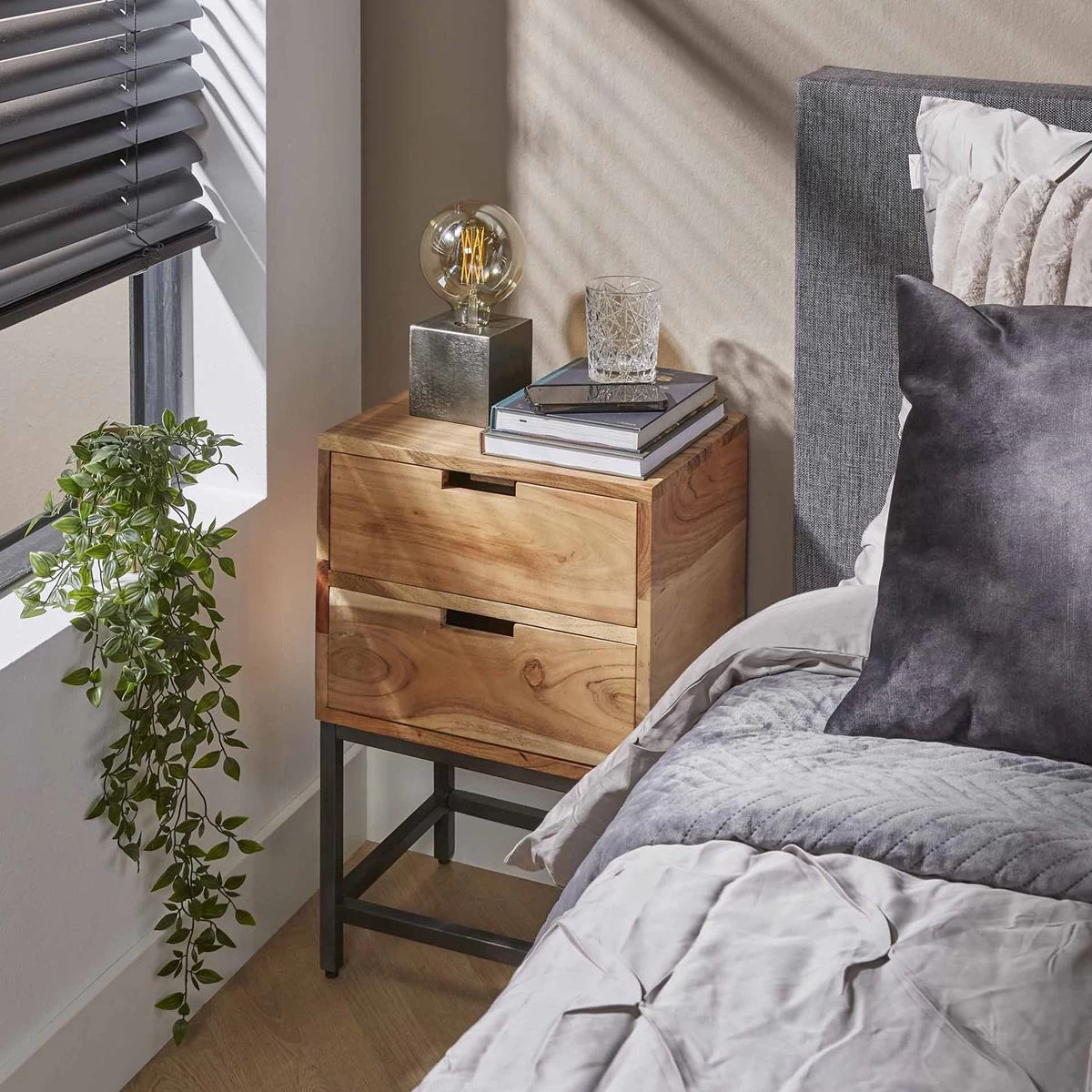 MOOS Alec Nachtkastje - 2 Lades - Acaciahout - Afbeelding 2