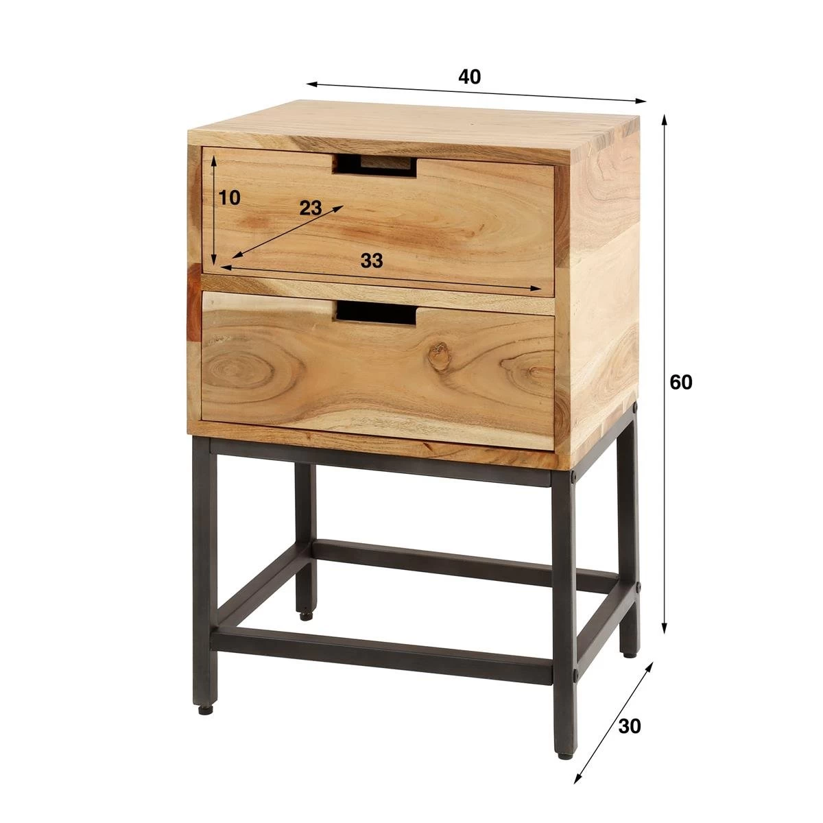 MOOS Alec Nachtkastje - 2 Lades - Acaciahout - Afbeelding 3