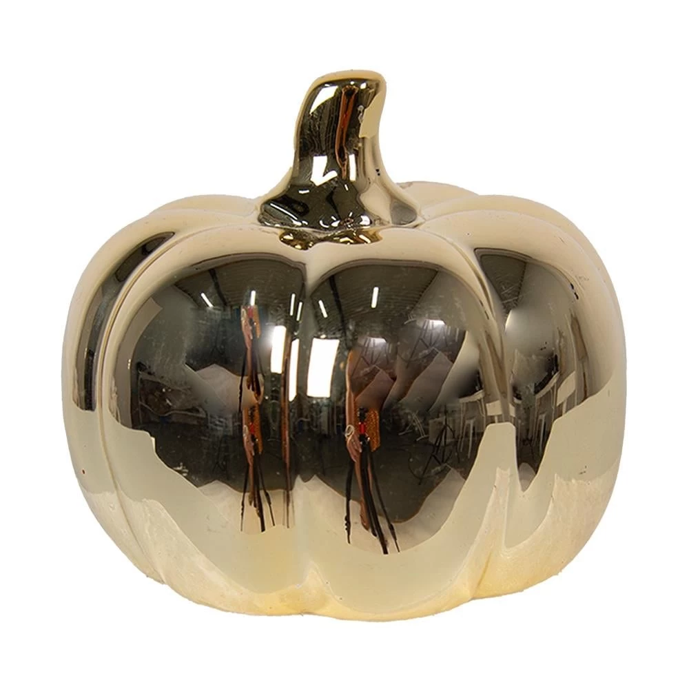 Clayre & Eef Decoratie Pompoen 8 Cm Goudkleurig Porselein