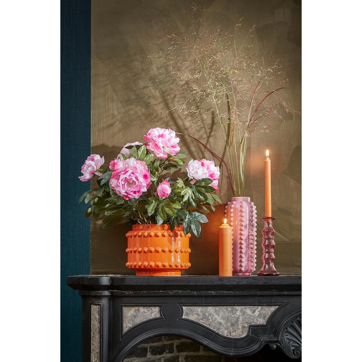 Mica Decorations Boaz Bloempot - H19 X Ø22 Cm - Keramiek - Oranje - Afbeelding 8