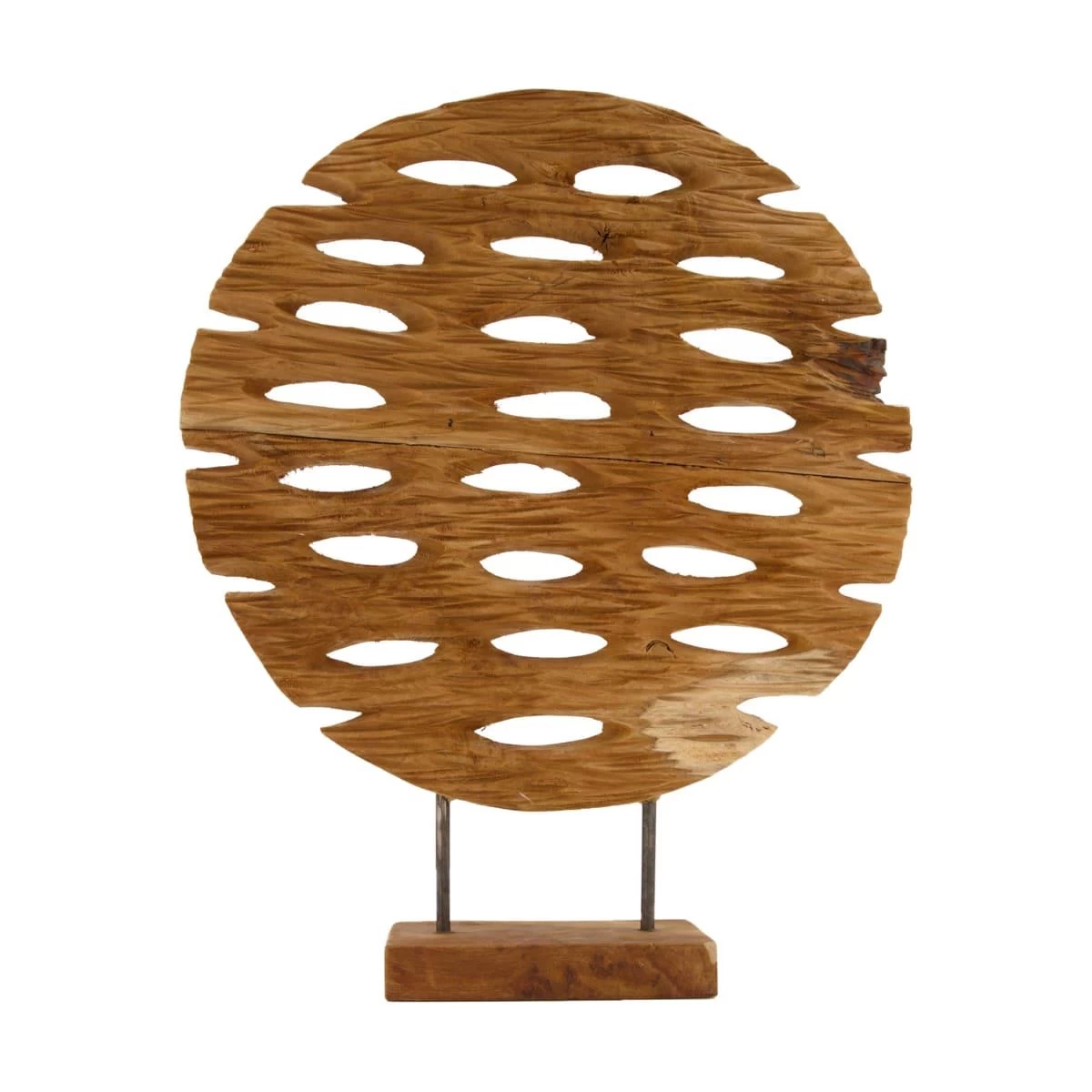 DKNC - Ornament Toulouse - Teak Hout - 50x38x10 Cm - Bruin