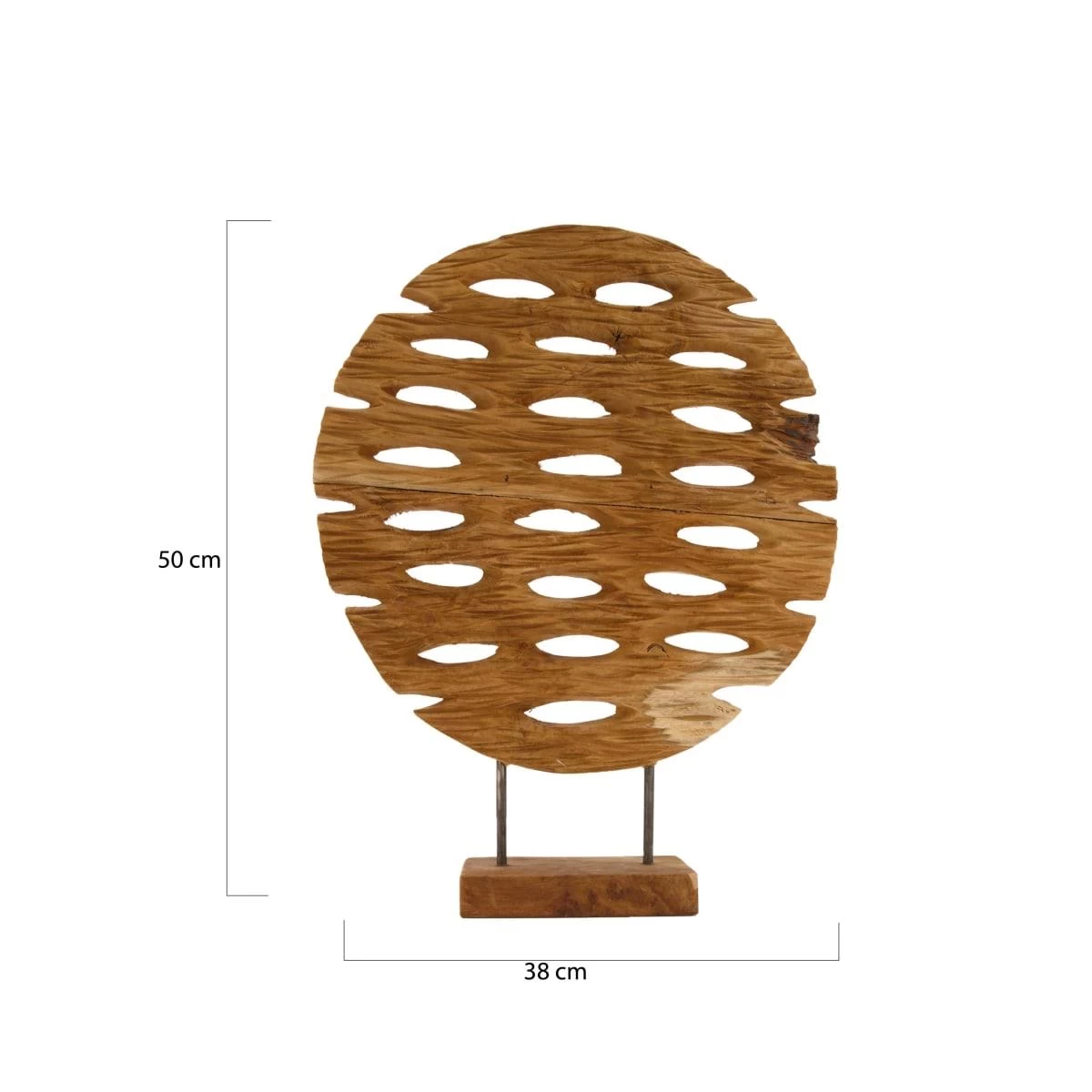 DKNC - Ornament Toulouse - Teak Hout - 50x38x10 Cm - Bruin - Afbeelding 2