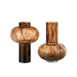 J-Line Vaas Grenade Glas Bruin|Zwart Assortiment Van Twee