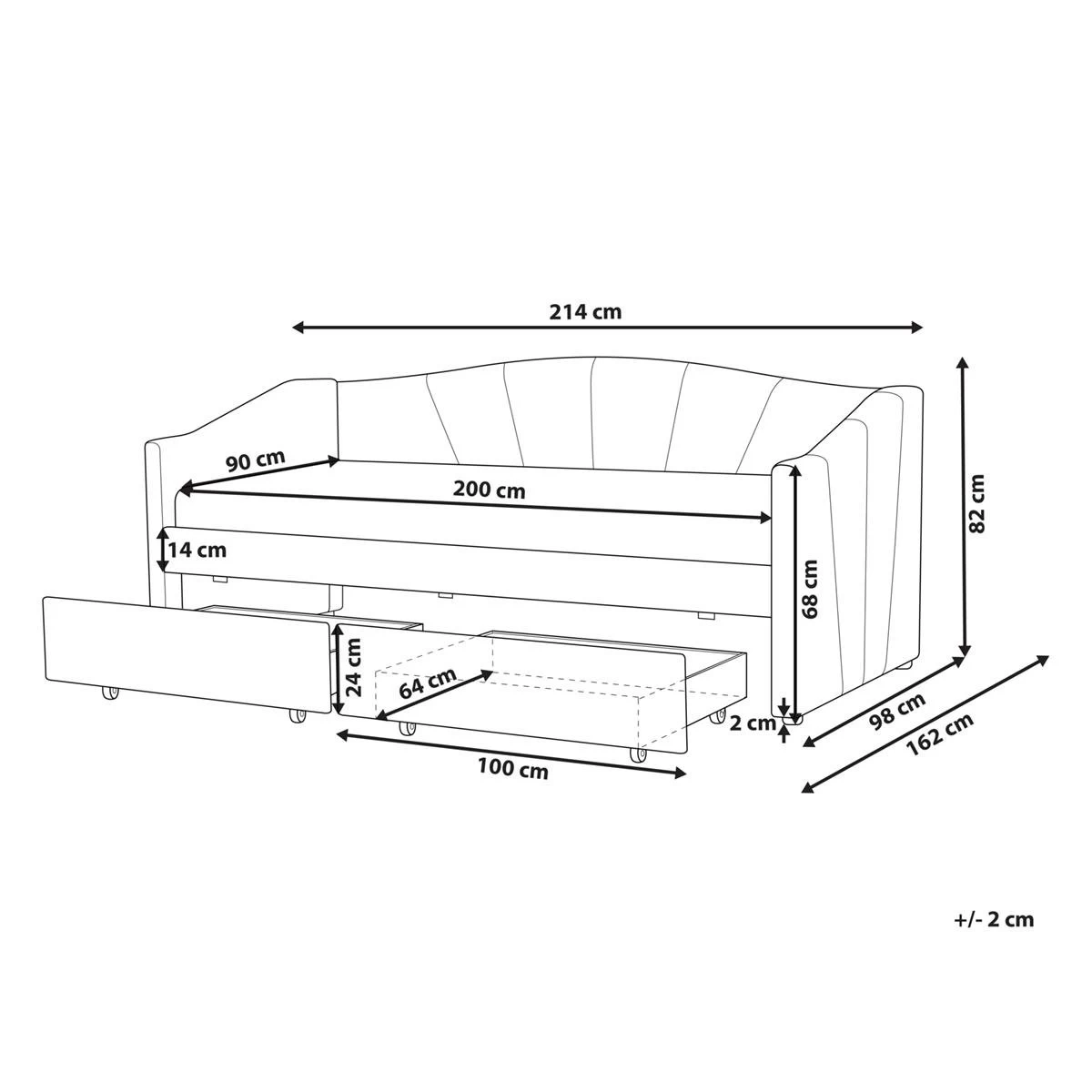 Beliani - VITTEL - Bed Met Opberger - Roze - Polyester - Afbeelding 9