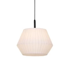 QAZQA Buiten Hanglamp Zwart Met Witte Kap 45,6 Cm IP44 - Robbert