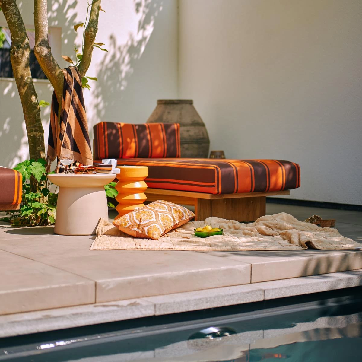 HKliving Quilted Plaid 170 X 130 Cm - Sand - Afbeelding 6