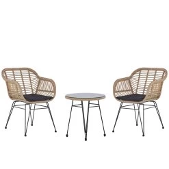Beliani - TROPEA II - Bistroset Voor 2 - Natuurlijk - PE Rotan