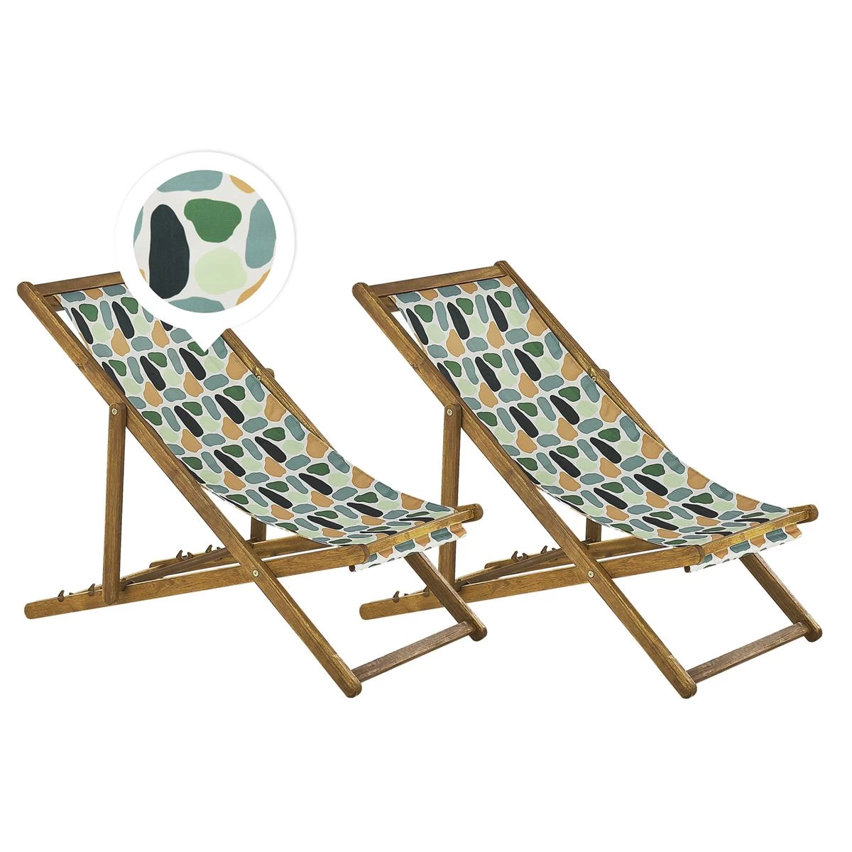 Beliani-ANZIO -Strandstoel Set Van 2-Lichthout|Multicolor-Polyester