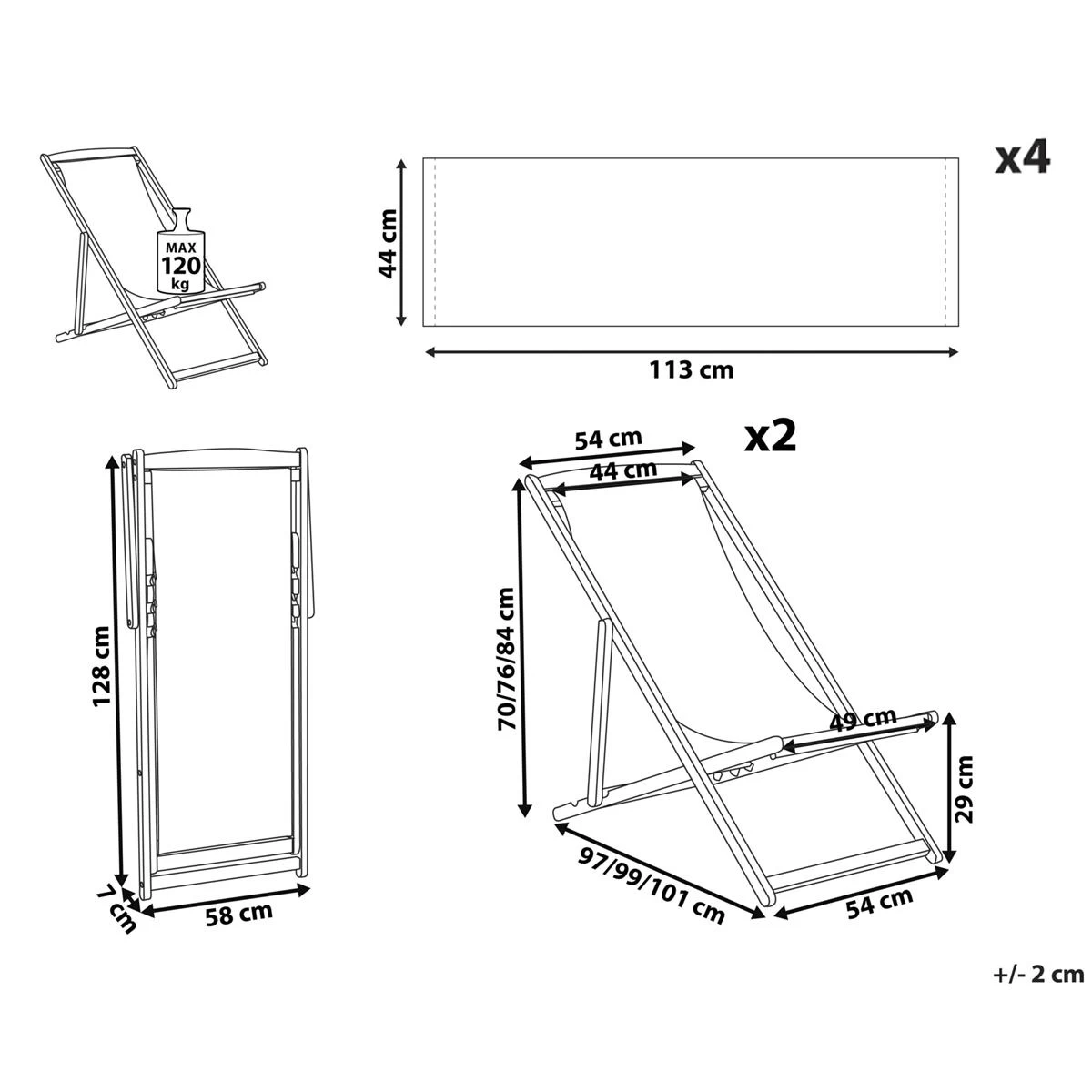Beliani-ANZIO -Strandstoel Set Van 2-Lichthout|Multicolor-Polyester - Afbeelding 11