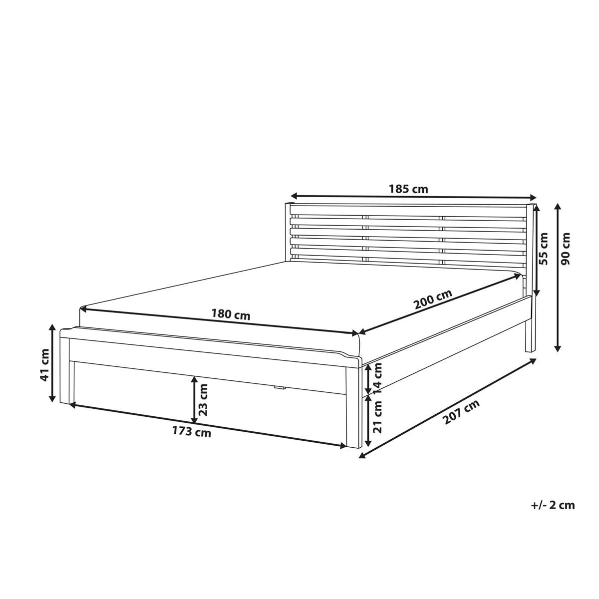 Beliani-CARNAC -Tweepersoonsbed-Donker Hout-180 X 200 Cm-Rubberhout - Afbeelding 11