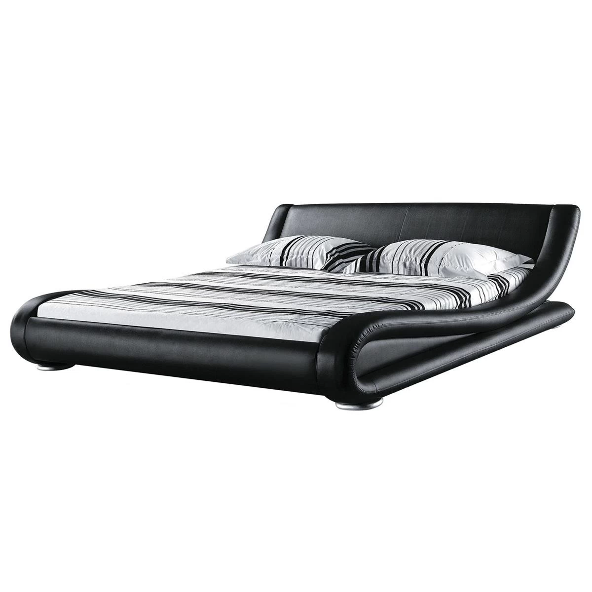 Beliani-AVIGNON-Futon Tweepersoonsbed-Zwart-180 X 200 Cm-Leer