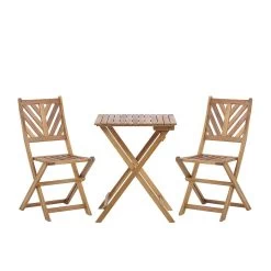 Beliani - TERNI - Bistroset Voor 2 - Lichte Houtkleur - Acaciahout