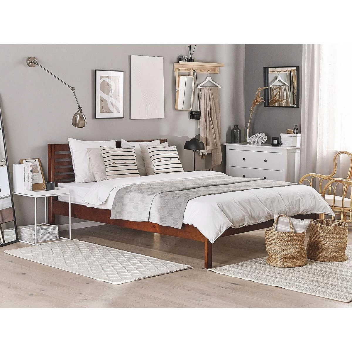 Beliani-CARNAC -Tweepersoonsbed-Donker Hout-180 X 200 Cm-Rubberhout - Afbeelding 2