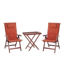 Beliani - TOSCANA - Bistroset Voor 2 - Rood - Acaciahout