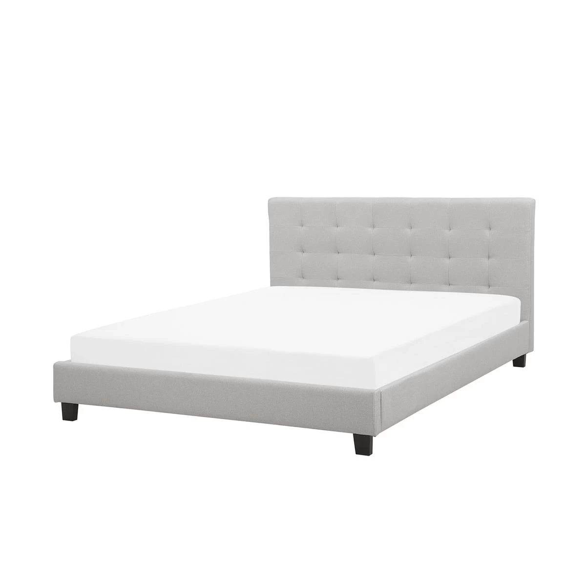 Beliani-ROCHELLE -Tweepersoonsbed-Lichtgrijs-160 X 200 Cm-Polyester