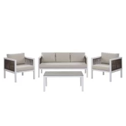 Beliani - BORELLO - Loungeset Voor 5 - Wit - Aluminium