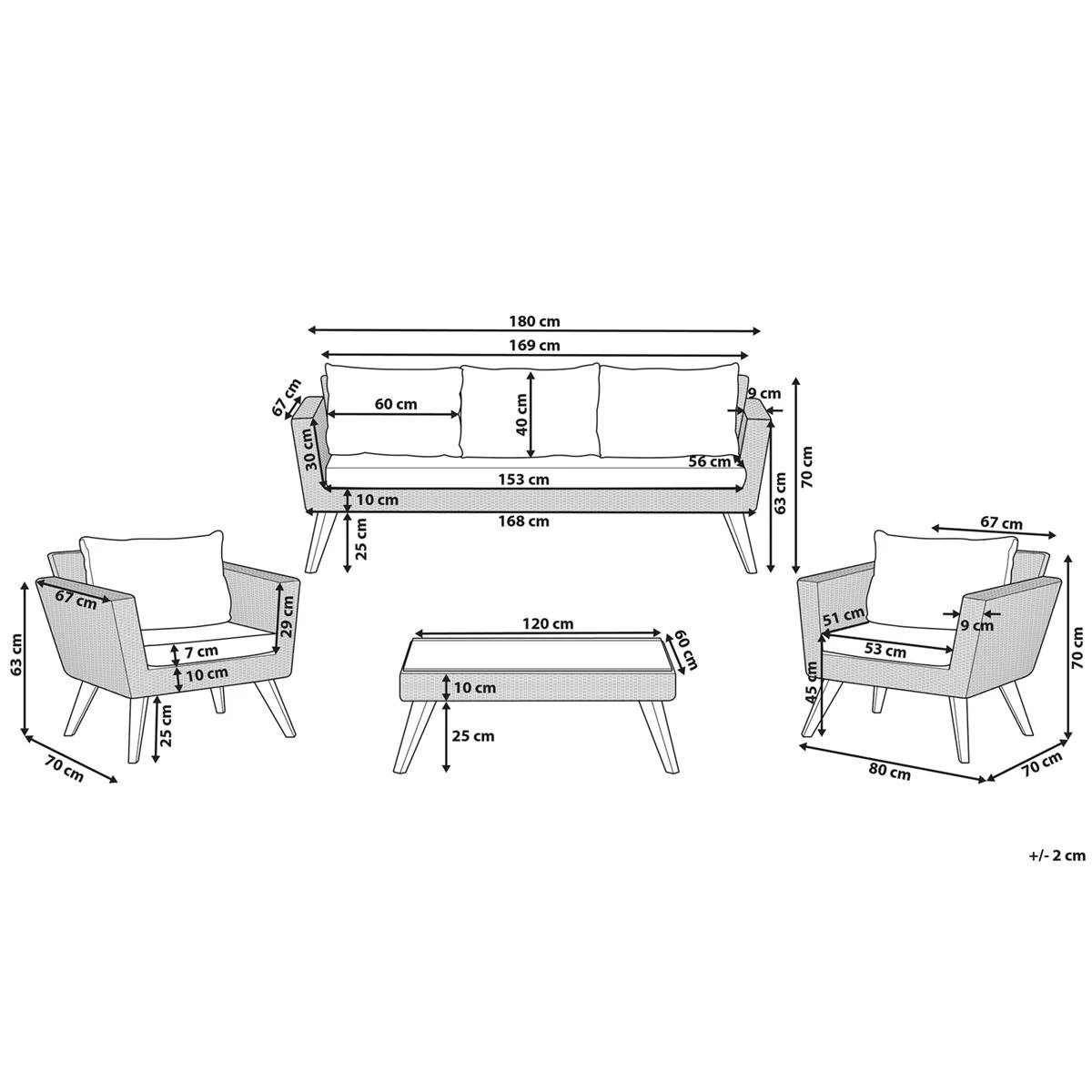 Beliani - VITTORIA - Loungeset Voor 5 - Natuurlijk - PE Rotan - Afbeelding 11