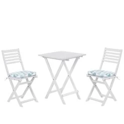 Beliani - FIJI - Bistroset Voor 2 - Wit |Blauw - Acaciahout