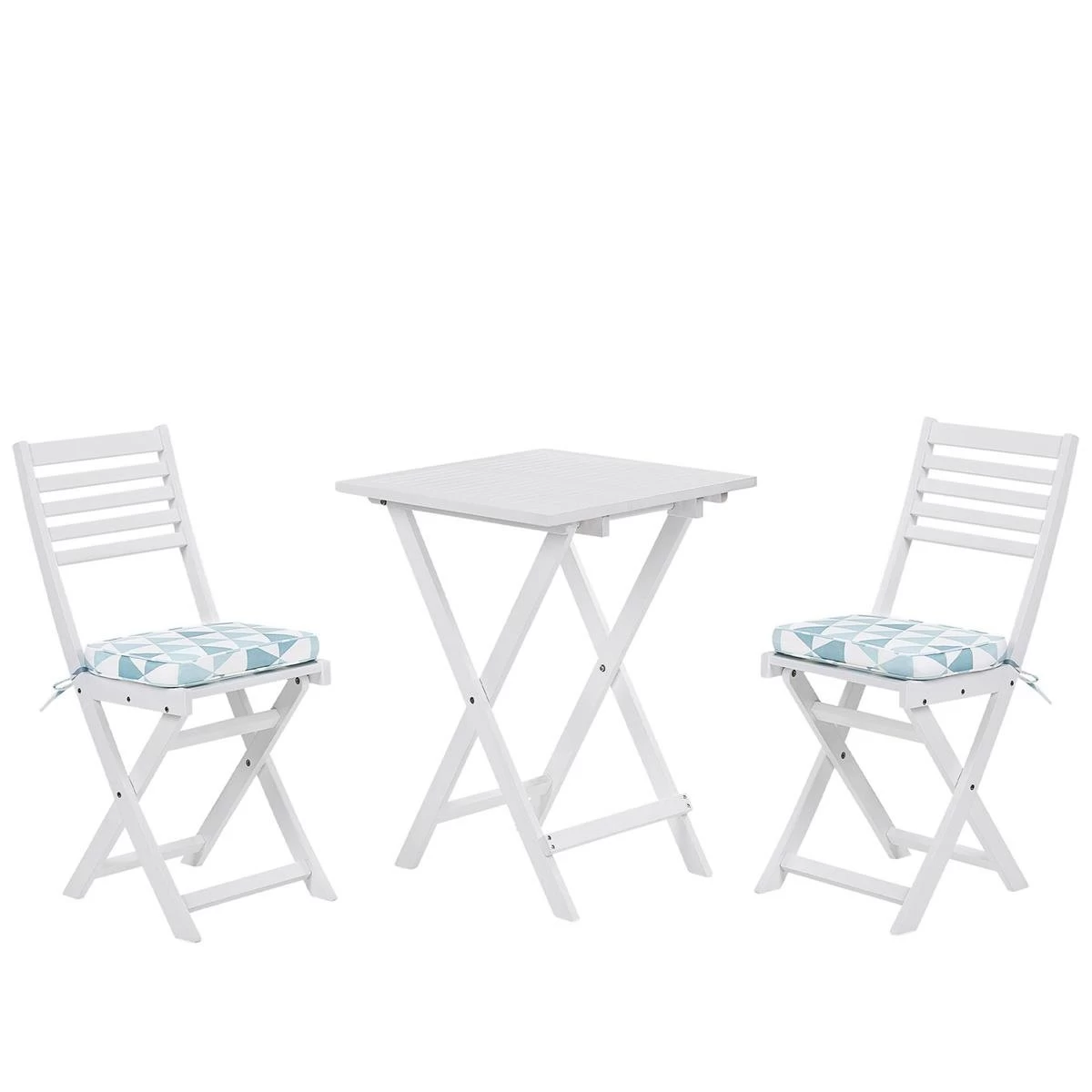 Beliani - FIJI - Bistroset Voor 2 - Wit |Blauw - Acaciahout