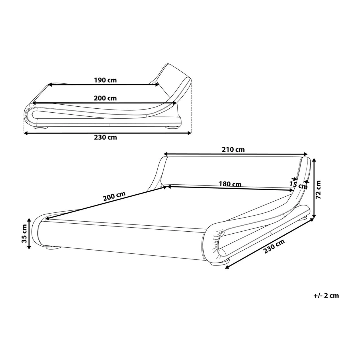 Beliani-AVIGNON-Futon Tweepersoonsbed-Zwart-180 X 200 Cm-Leer - Afbeelding 10