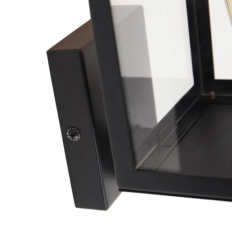 QAZQA Moderne Buiten Wandlamp Zwart Met Glas 30 Cm - Rotterdam - Afbeelding 7