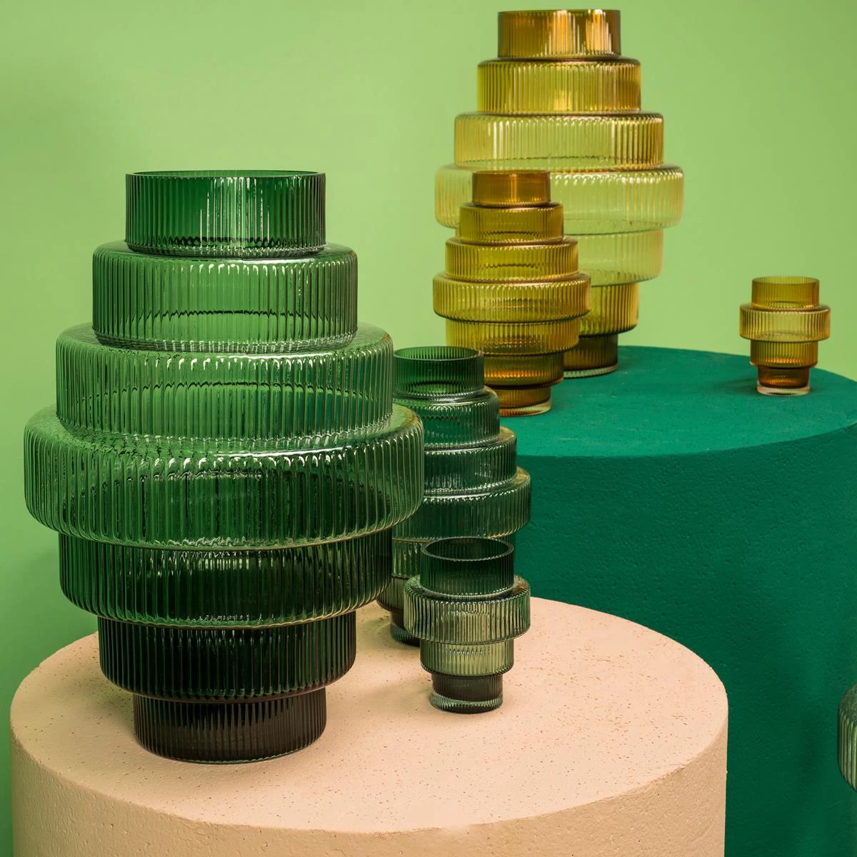 POLSPOTTEN Steps Vaas L - Groen - Afbeelding 3