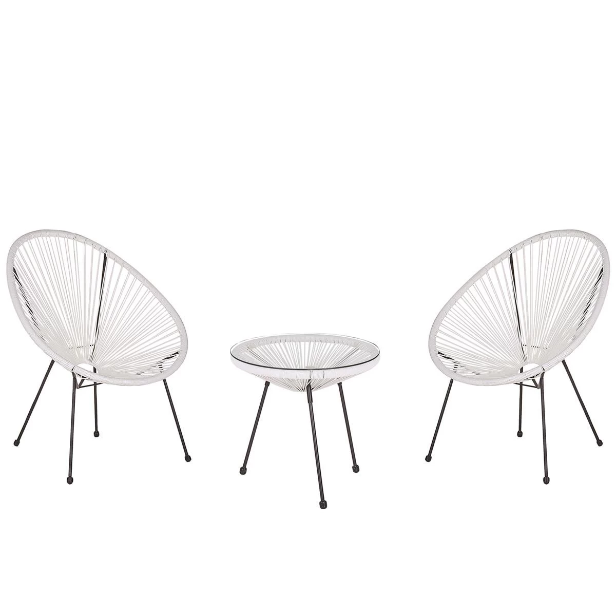 Beliani - ACAPULCO II - Bistroset Voor 2 - Wit - PE Rotan