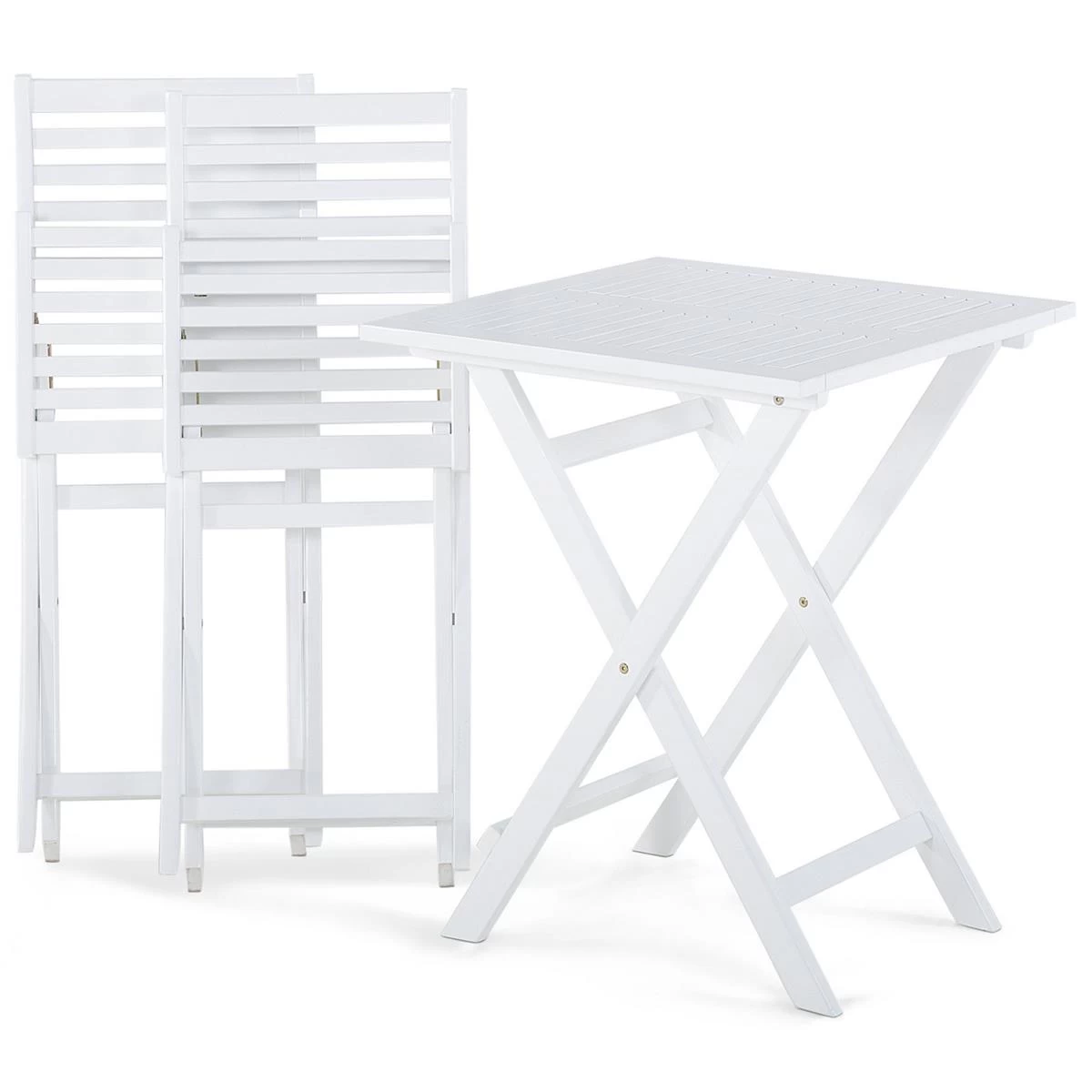 Beliani - FIJI - Bistroset Voor 2 - Wit |Blauw - Acaciahout - Afbeelding 4