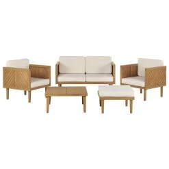 Beliani - BARATTI - Loungeset Voor 4 - Lichte Houtkleur - Acaciahout