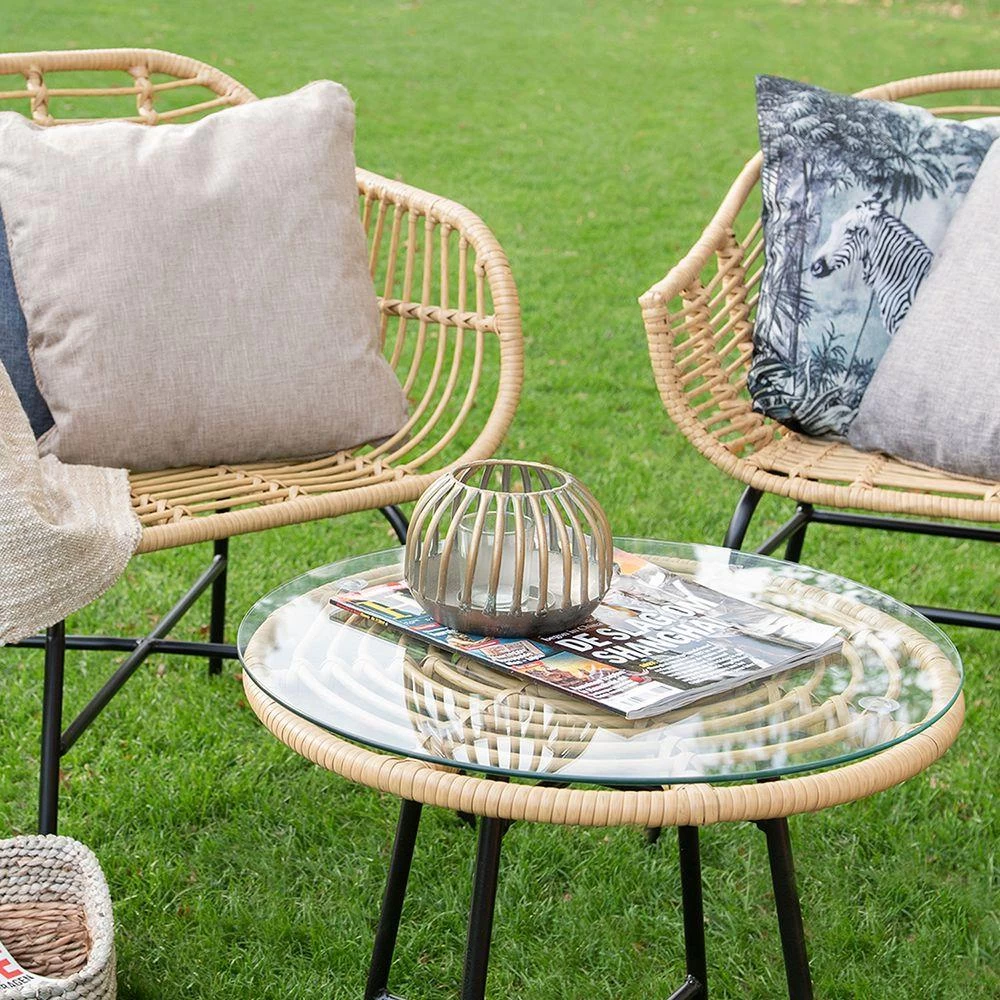 Clayre & Eef Windlicht Ø 15x10 Cm Goudkleurig Metaal Glas Rond - Afbeelding 3