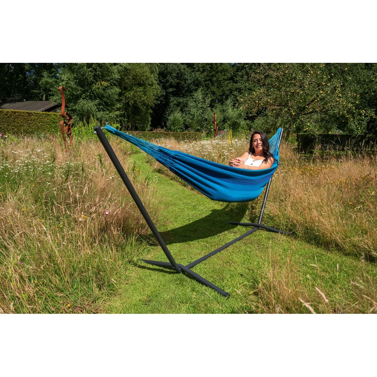 Tropilex® Hangmat Met Standaard Eénpersoons Easy & Dream Blue Blauw - Afbeelding 2