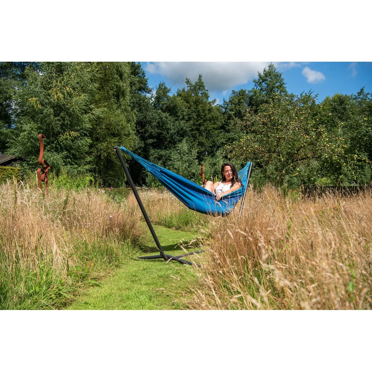 Tropilex® Hangmat Met Standaard Eénpersoons Easy & Dream Blue Blauw - Afbeelding 8